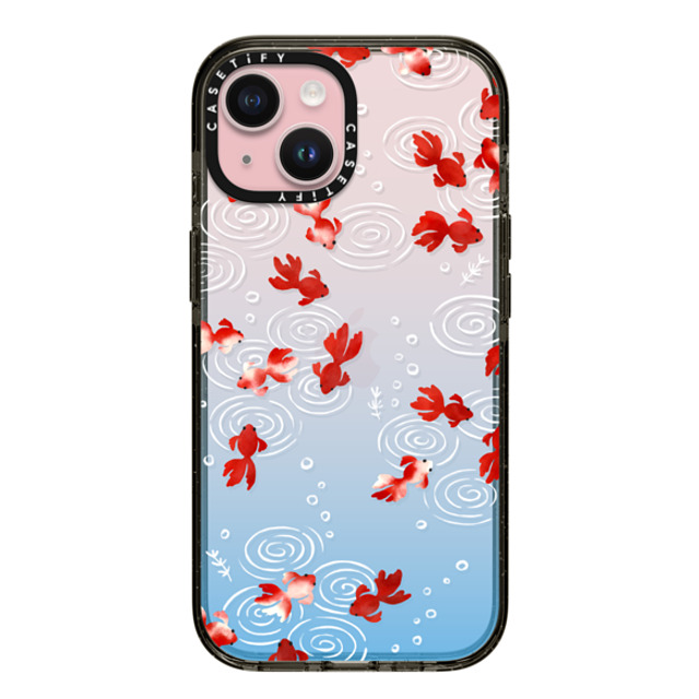 CASETiFY iPhone 15 ケース ブラック インパクトケース Goldfish mika shimizu