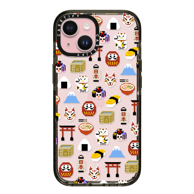 CASETiFY iPhone 15 ケース ブラック インパクトケース Japan Anime Pixel mika shimizu