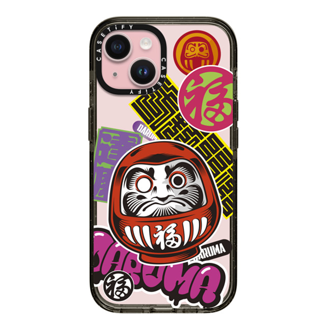 CASETiFY iPhone 15 ケース ブラック インパクトケース Daruma Stickers mika shimizu