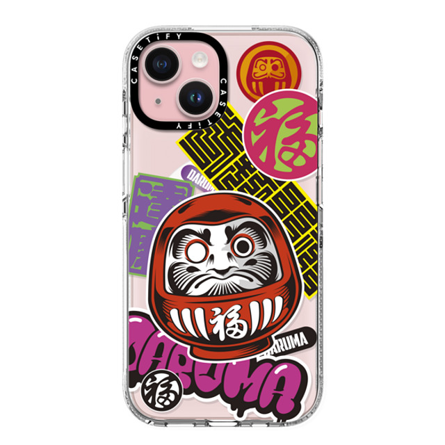 CASETiFY iPhone 15 ケース クリア クリア ケース MagSafe対応 Daruma Stickers mika shimizu