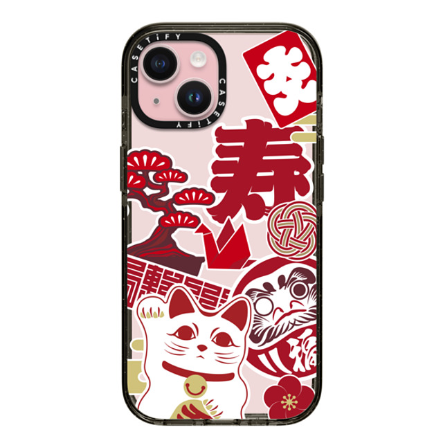 CASETiFY iPhone 15 ケース ブラック インパクトケース Japan icon stickers mika shimizu