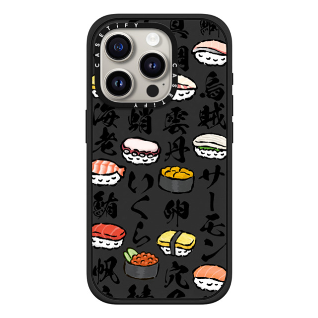 CASETiFY iPhone 15 Pro ケース マットブラック インパクトケース MagSafe対応 Sushi Party mika shimizu