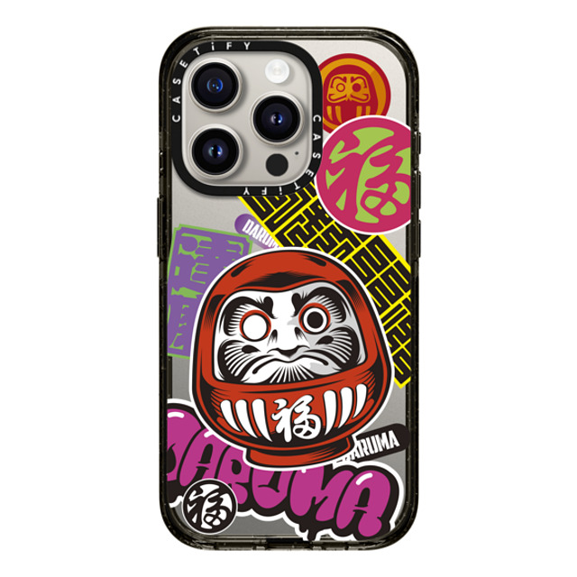 CASETiFY iPhone 15 Pro ケース ブラック インパクトケース Daruma Stickers mika shimizu