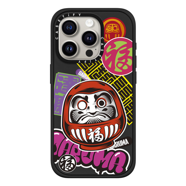 CASETiFY iPhone 15 Pro ケース マットブラック インパクトケース MagSafe対応 Daruma Stickers mika shimizu