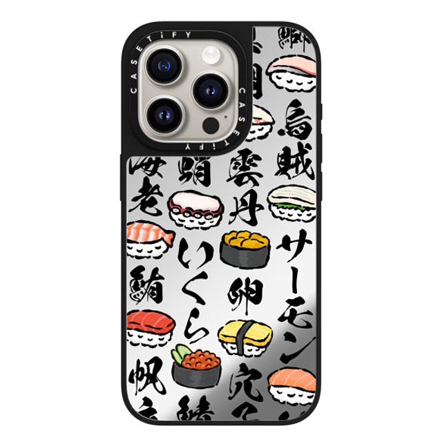CASETiFY iPhone 15 Pro Case Silver on Black ミラーケース MagSafe対応 Sushi Party mika shimizu CASETiFY iPhone 15 Pro Case Silver on Black ミラーケース MagSafe対応 Sushi Party mika shimizu