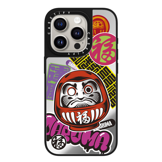 CASETiFY iPhone 15 Pro Case Silver on Black ミラーケース MagSafe対応 Daruma Stickers mika shimizu CASETiFY iPhone 15 Pro Case Silver on Black ミラーケース MagSafe対応 Daruma Stickers mika shimizu