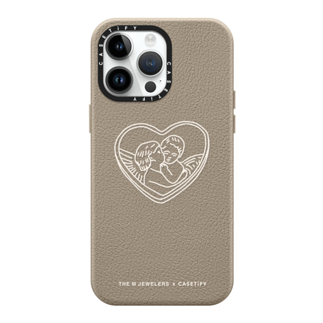 The M Jewelers x CASETiFY iPhone 14 Pro Max ケース Greige ペブルケース MagSafe対応 Angel Luv