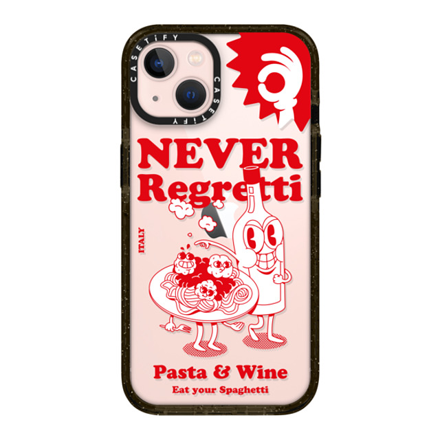 Marcello x CASETiFY iPhone 13 ケース ブラック インパクトケース Never Regretti