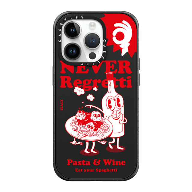 Marcello x CASETiFY iPhone 14 Pro ケース マットブラック インパクトケース MagSafe対応 Never Regretti