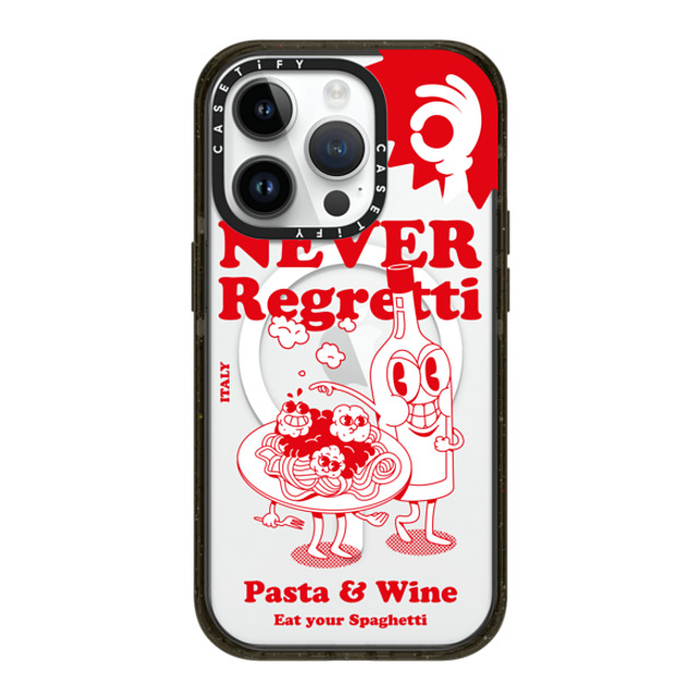 Marcello x CASETiFY iPhone 14 Pro ケース ブラック インパクトケース MagSafe対応 Never Regretti