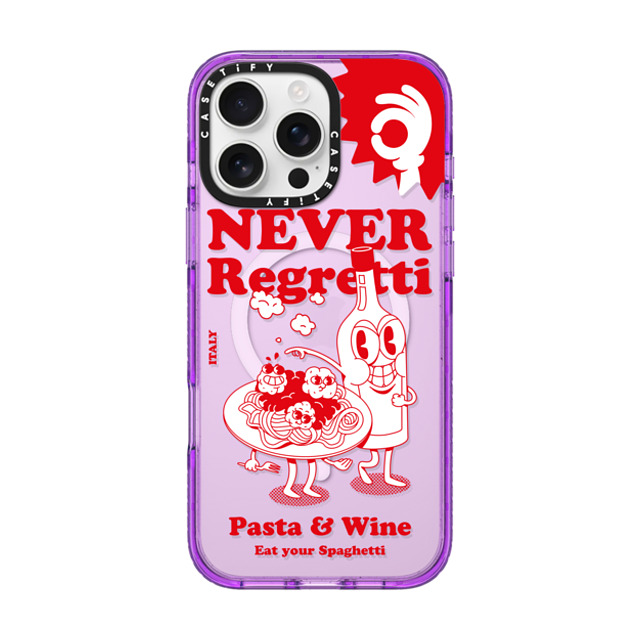 Marcello x CASETiFY iPhone 16 Pro Max ケース パープル インパクトケース MagSafe対応 Never Regretti