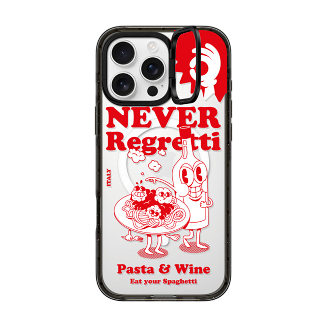 Marcello x CASETiFY iPhone 16 Pro Max ケース ブラック インパクトリングスタンドケース MagSafe対応 Never Regretti