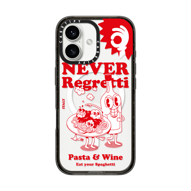 Marcello x CASETiFY iPhone 16 ケース ブラック インパクトケース MagSafe対応 Never Regretti