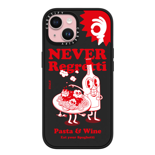 Marcello x CASETiFY iPhone 15 ケース マットブラック インパクトケース MagSafe対応 Never Regretti