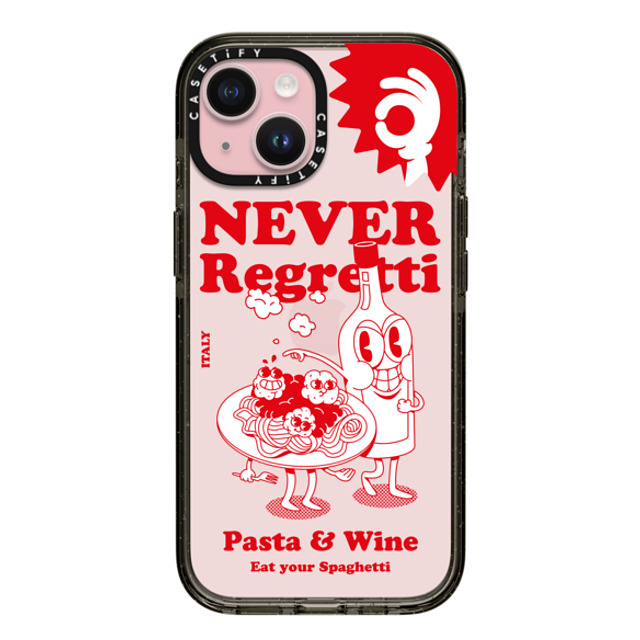 Marcello x CASETiFY iPhone 15 ケース ブラック インパクトケース Never Regretti