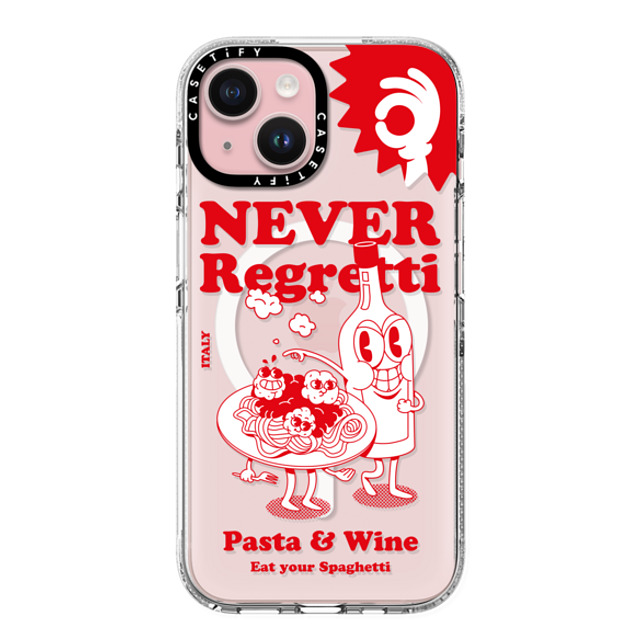 Marcello x CASETiFY iPhone 15 ケース クリア クリア ケース MagSafe対応 Never Regretti