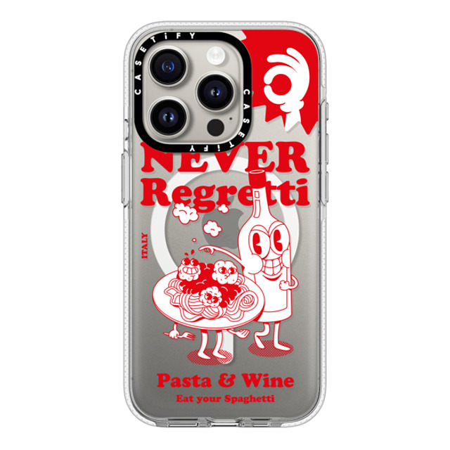 Marcello x CASETiFY iPhone 15 Pro ケース クリア クリア ケース MagSafe対応 Never Regretti