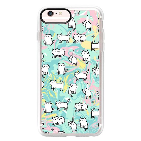 Cute Doodle Cats On Marble Background Casetify