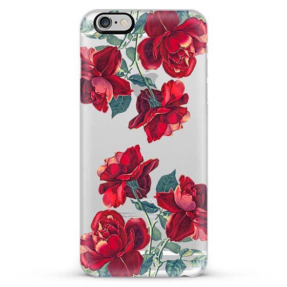 big white letters LOVE red roses on black background iPhone Case
