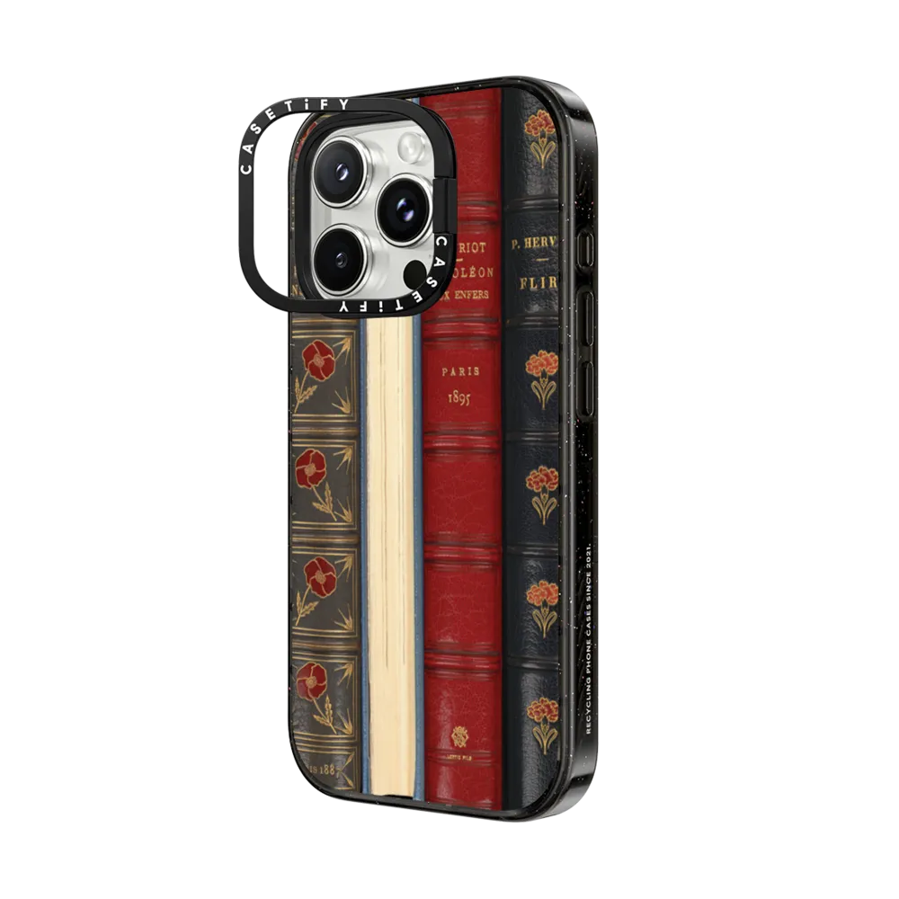 Impact Ring Stand iPhone 16 Pro Max Case MagSafe Compatible - Vintage Bookshelf