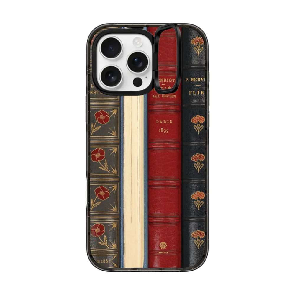 Impact Ring Stand iPhone 16 Pro Max Case MagSafe Compatible - Vintage Bookshelf