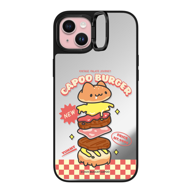 capoo x CASETiFY iPhone 15 Plus ケース Animal,Cartoon Silver on Black ミラー リングスタンドケース MagSafe対応 Burger Bugcat Case Back to School capoo x CASETiFY iPhone 15 Plus ケース Animal,Cartoon Silver on Black ミラー リングスタンドケース MagSafe対応 Burger Bugcat Case Back to School
