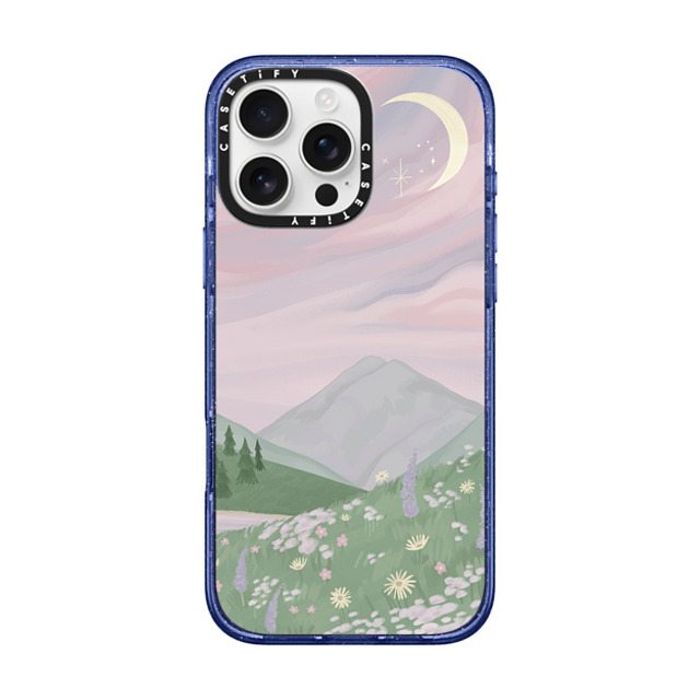 Ivory Paper Co x CASETiFY iPhone 16 Pro Max Case Floral,Cloud Glitter Indigo Impact Case MagSafe Compatible Twilight Mountains b
