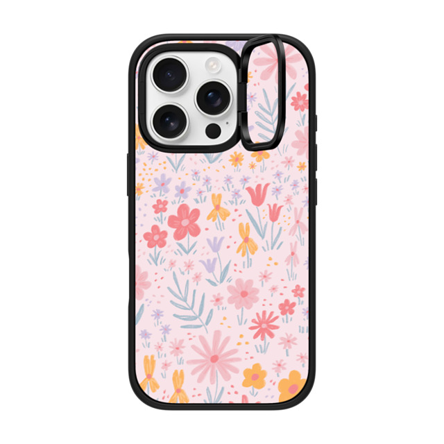 Ivory Paper Co x CASETiFY iPhone 16 Pro ケース マットブラック インパクトリングスタンドケース MagSafe対応 Maddie's Florals by Ivory Paper Co