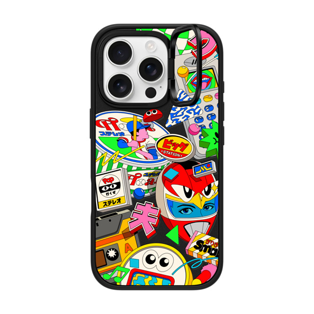 Ardhira Putra x CASETiFY iPhone 16 Pro ケース マットブラック インパクトリングスタンドケース MagSafe対応 BUBBLE POP