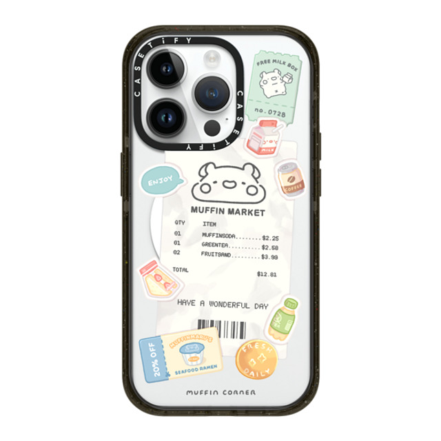 Muffin Corner x CASETiFY iPhone 14 Pro ケース ブラック インパクトケース MagSafe対応 Muffinmaru's Konbini by Muffin Corner