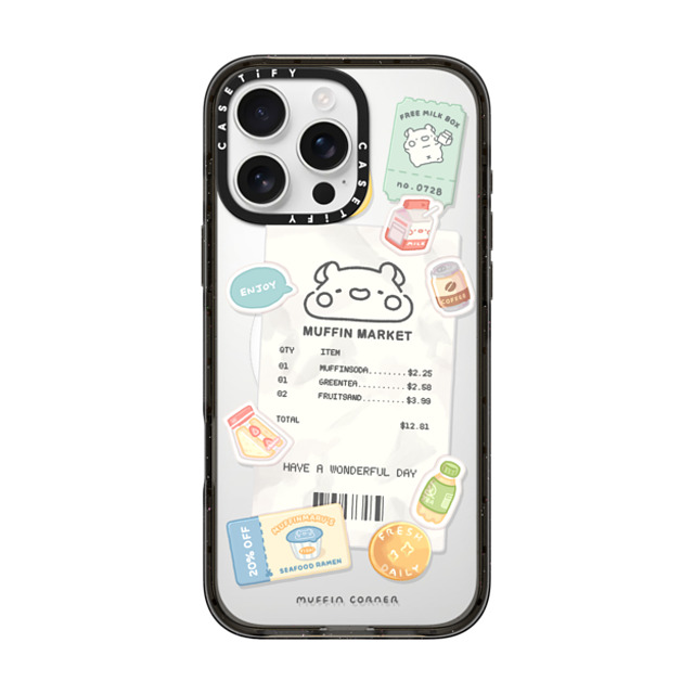 Muffin Corner x CASETiFY iPhone 16 Pro Max ケース ブラック インパクトケース MagSafe対応 Muffinmaru's Konbini by Muffin Corner