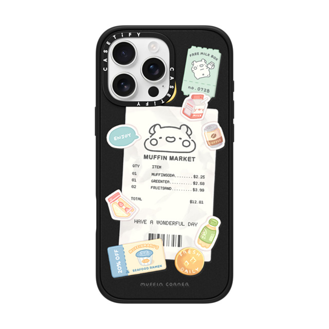 Muffin Corner x CASETiFY iPhone 16 Pro Max ケース マットブラック インパクトケース MagSafe対応 Muffinmaru's Konbini by Muffin Corner