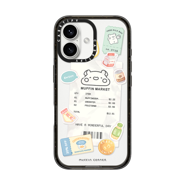 Muffin Corner x CASETiFY iPhone 16 ケース ブラック インパクトケース Muffinmaru's Konbini by Muffin Corner