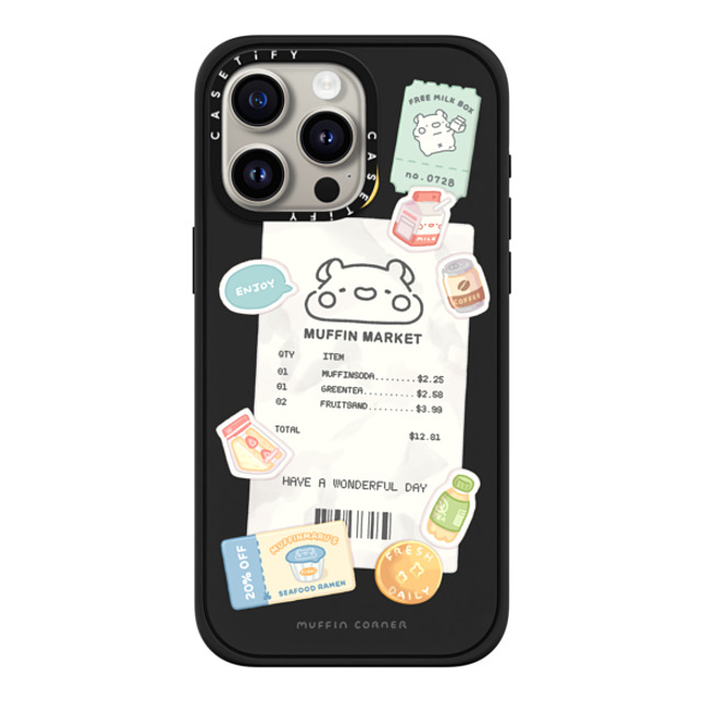 Muffin Corner x CASETiFY iPhone 15 Pro Max ケース マットブラック インパクトケース MagSafe対応 Muffinmaru's Konbini by Muffin Corner