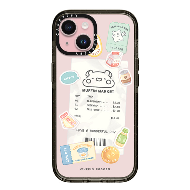 Muffin Corner x CASETiFY iPhone 15 ケース ブラック インパクトケース Muffinmaru's Konbini by Muffin Corner