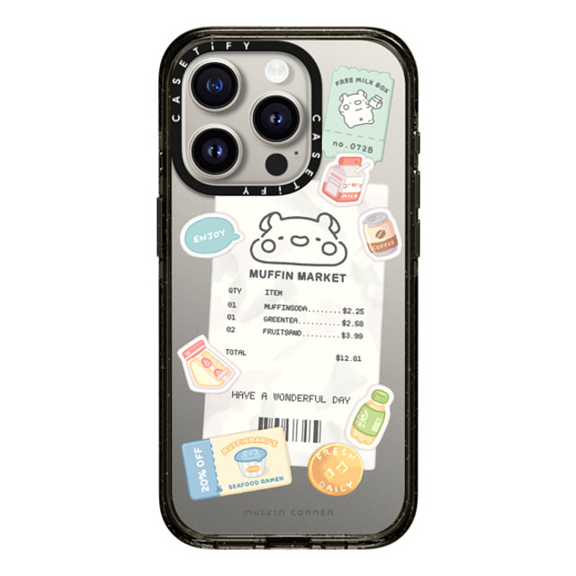 Muffin Corner x CASETiFY iPhone 15 Pro ケース ブラック インパクトケース Muffinmaru's Konbini by Muffin Corner