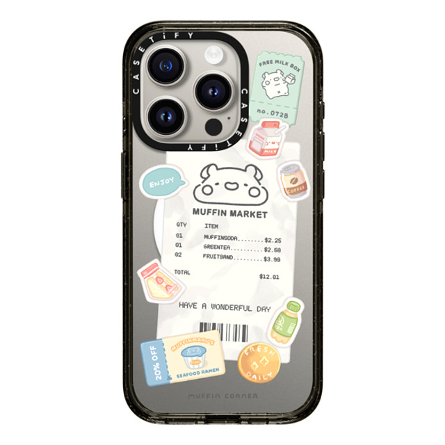 Muffin Corner x CASETiFY iPhone 15 Pro ケース ブラック インパクトケース MagSafe対応 Muffinmaru's Konbini by Muffin Corner