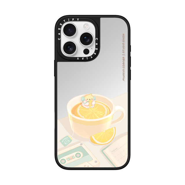 Muffin Corner x CASETiFY iPhone 16 Pro Max ケース Silver on Black ミラーケース MagSafe対応 Lemon Lo-fi by Muffin Corner