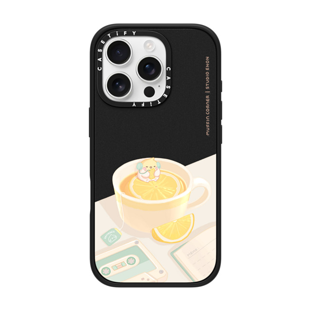 Muffin Corner x CASETiFY iPhone 16 Pro ケース マットブラック インパクトケース MagSafe対応 Lemon Lo-fi by Muffin Corner