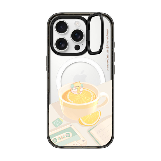 Muffin Corner x CASETiFY iPhone 16 Pro ケース ブラック インパクトリングスタンドケース MagSafe対応 Lemon Lo-fi by Muffin Corner