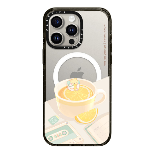 Muffin Corner x CASETiFY iPhone 15 Pro Max ケース ブラック インパクトケース MagSafe対応 Lemon Lo-fi by Muffin Corner