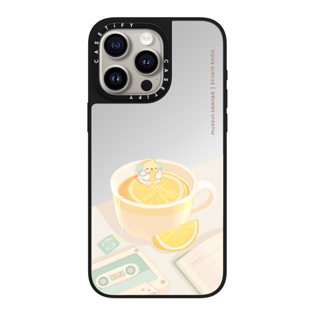 Muffin Corner x CASETiFY iPhone 15 Pro Max ケース Silver on Black ミラーケース MagSafe対応 Lemon Lo-fi by Muffin Corner