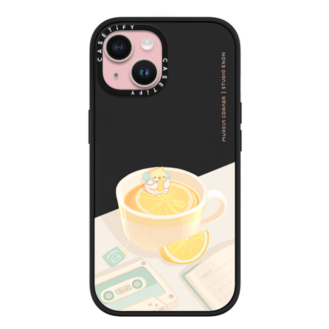 Muffin Corner x CASETiFY iPhone 15 ケース マットブラック インパクトケース MagSafe対応 Lemon Lo-fi by Muffin Corner