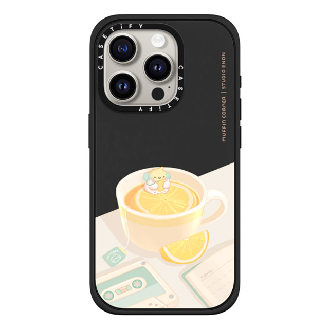 Muffin Corner x CASETiFY iPhone 15 Pro ケース マットブラック インパクトケース MagSafe対応 Lemon Lo-fi by Muffin Corner