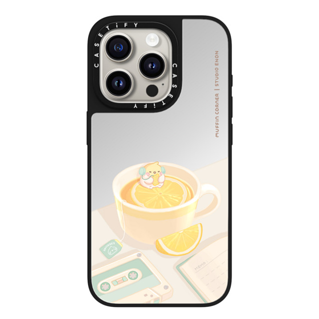 Muffin Corner x CASETiFY iPhone 15 Pro Case Silver on Black ミラーケース MagSafe対応 Lemon Lo-fi by Muffin Corner Muffin Corner x CASETiFY iPhone 15 Pro Case Silver on Black ミラーケース MagSafe対応 Lemon Lo-fi by Muffin Corner