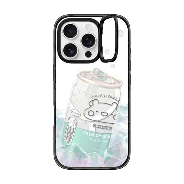 Muffin Corner x CASETiFY iPhone 16 Pro ケース ブラック インパクトリングスタンドケース MagSafe対応 Premium Soda by Muffin Corner