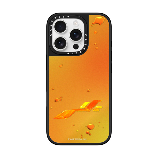 CASETiFY iPhone 16 Pro ケース Silver on Black ミラーケース MagSafe対応 YANGI Vibrant Neon Orange Case yangi official