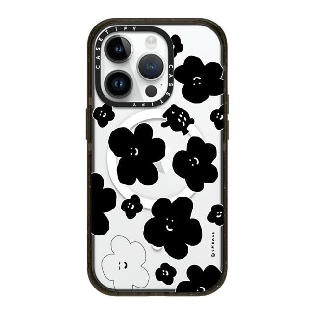 Cherng x CASETiFY iPhone 14 Pro ケース ブラック インパクトケース MagSafe対応 FLOWER MO (V2)