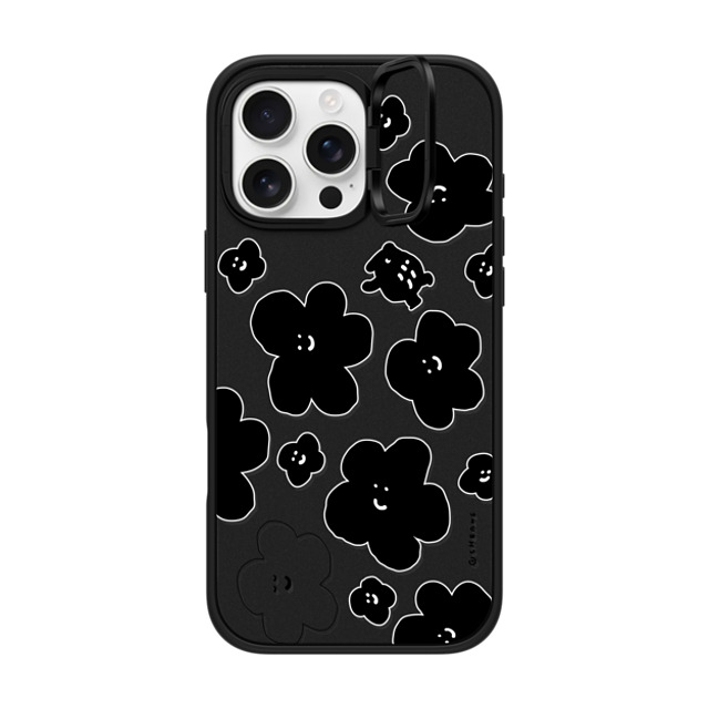 Cherng x CASETiFY iPhone 16 Pro Max ケース マットブラック インパクトリングスタンドケース MagSafe対応 FLOWER MO (V2)