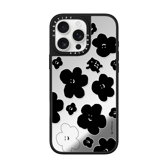 Cherng x CASETiFY iPhone 16 Pro Max ケース Silver on Black ミラーケース MagSafe対応 FLOWER MO (V2)